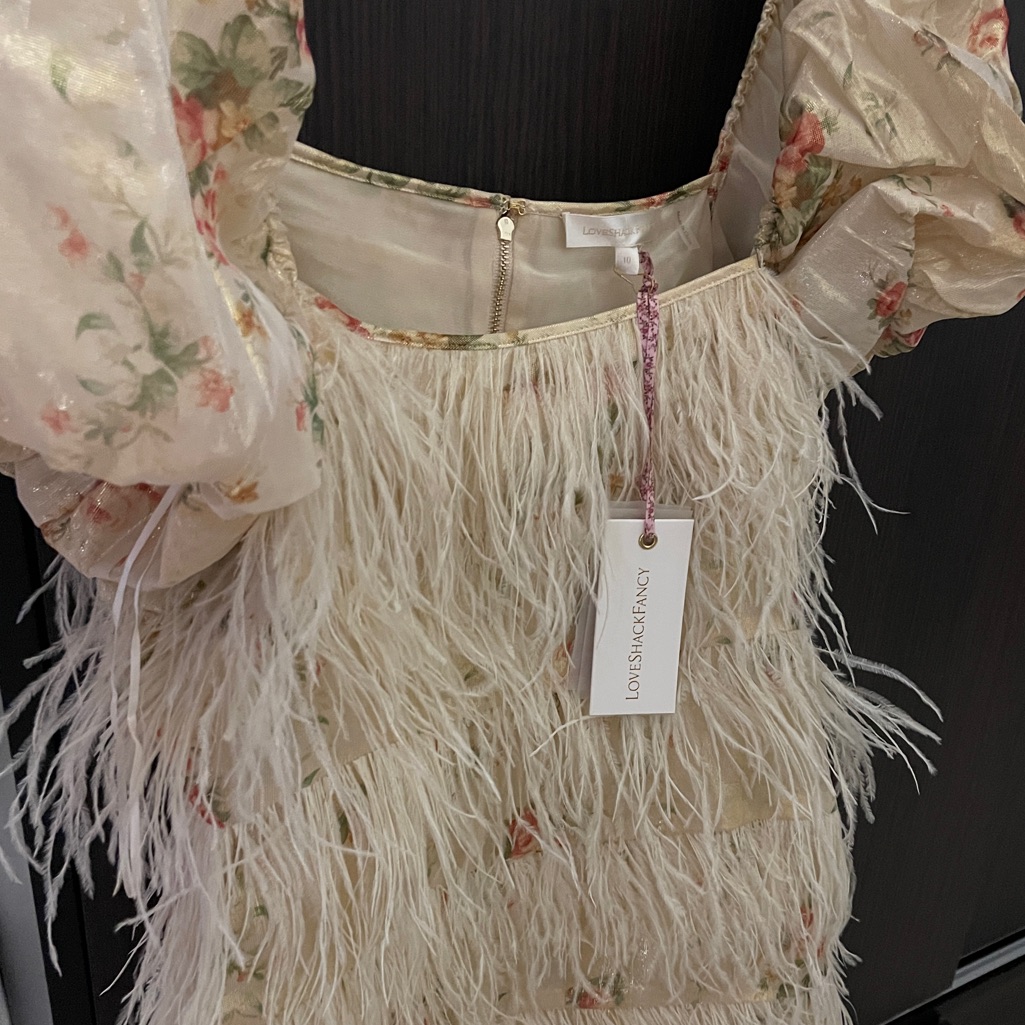 Loveshackfancy Beryl Mini Dress In Golden Fog Size 10